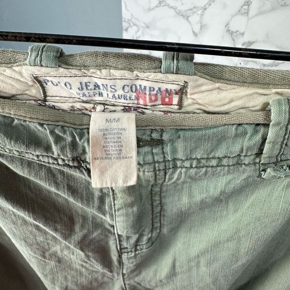 Polo Ralph Lauren Women’s Crop Wide Leg Pants sz M Green Y2K #F342 - Picture 7 of 7
